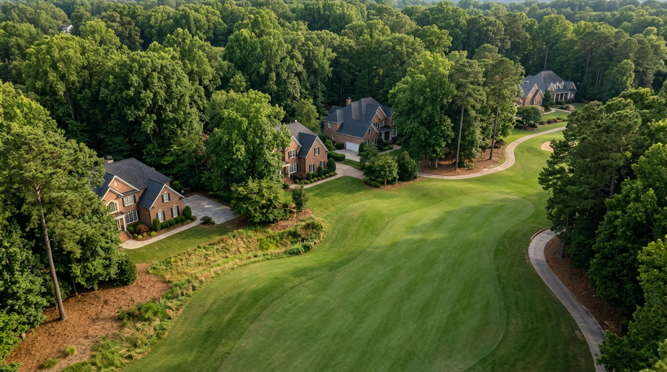 Editorial photograph for "How Mature Tree Canopy Shapes Values in Providence Country Club" — Providence Country Club, South Charlotte